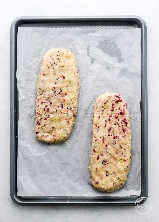 uncooked Christmas biscotti dough logs