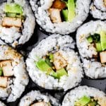 Vegan sushi closeup