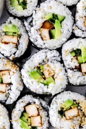 Vegan sushi closeup