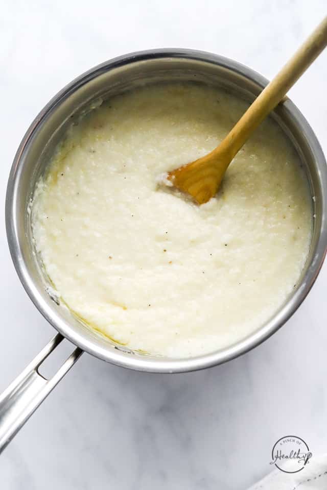 cooked grits in a pot