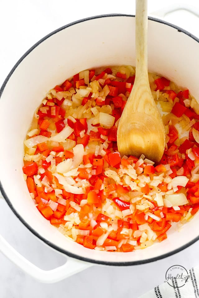 cooking veggies in a pot