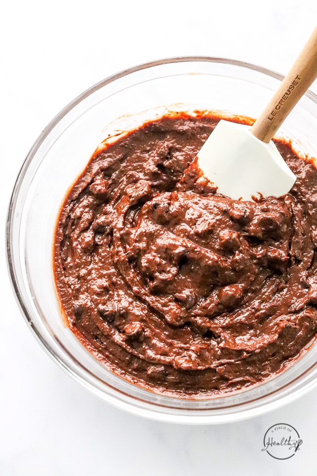 vegan brownie batter in a mixing bowl