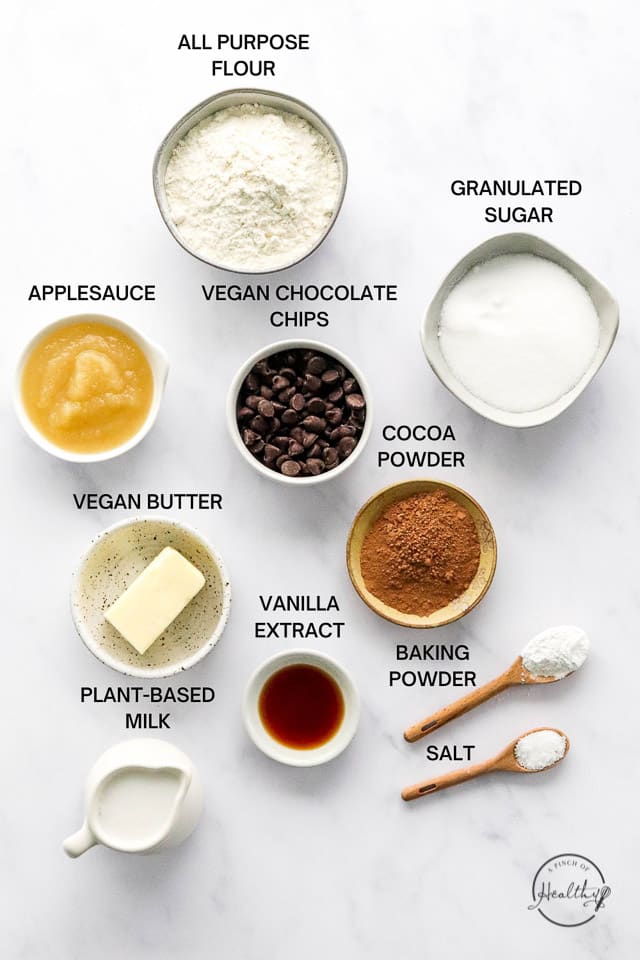 Ingredients with label text on white surface