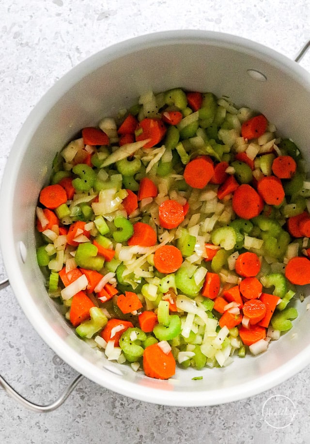 cooking veggies is a pot