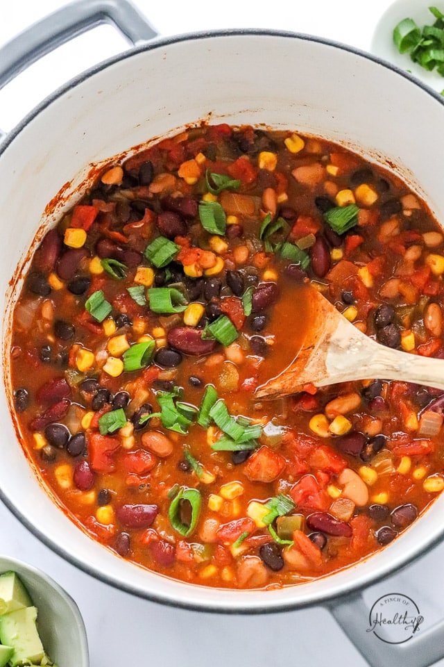 vegan taco soup in a large pot