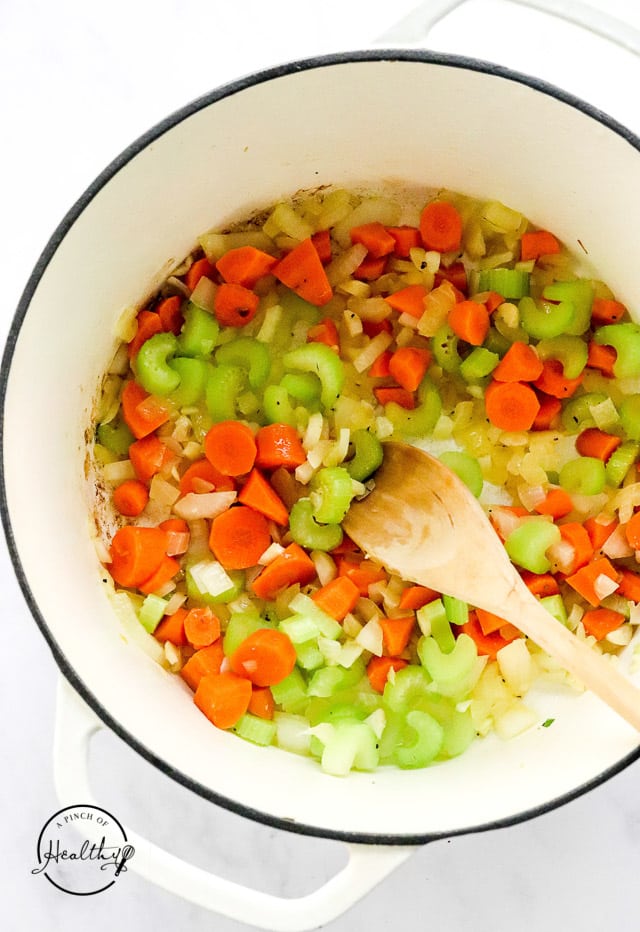 cooking veggies in a pot