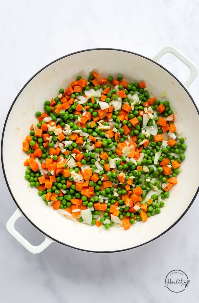 cooking veggies in a pan