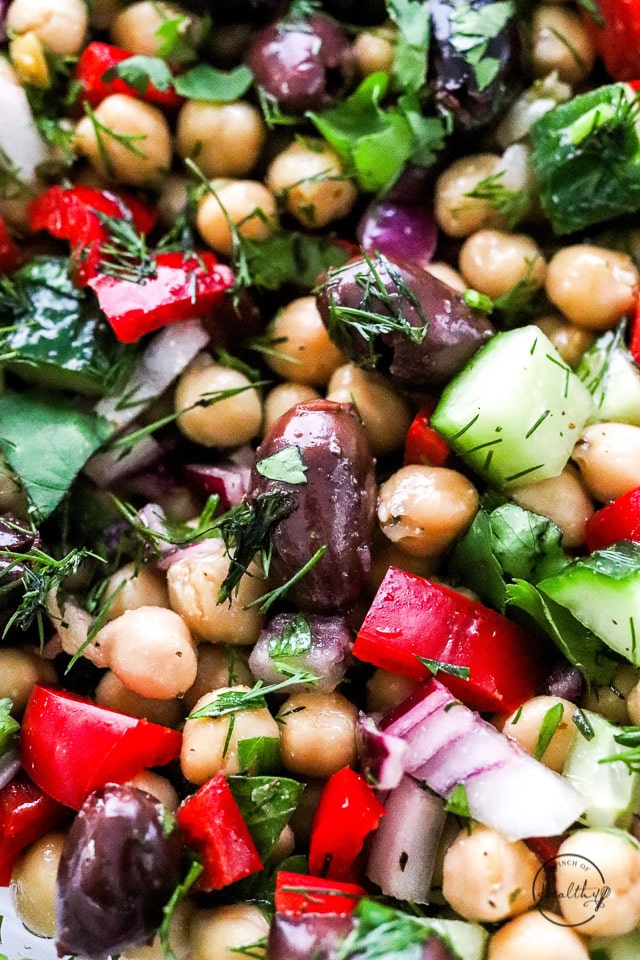 closeup of chickpea salad