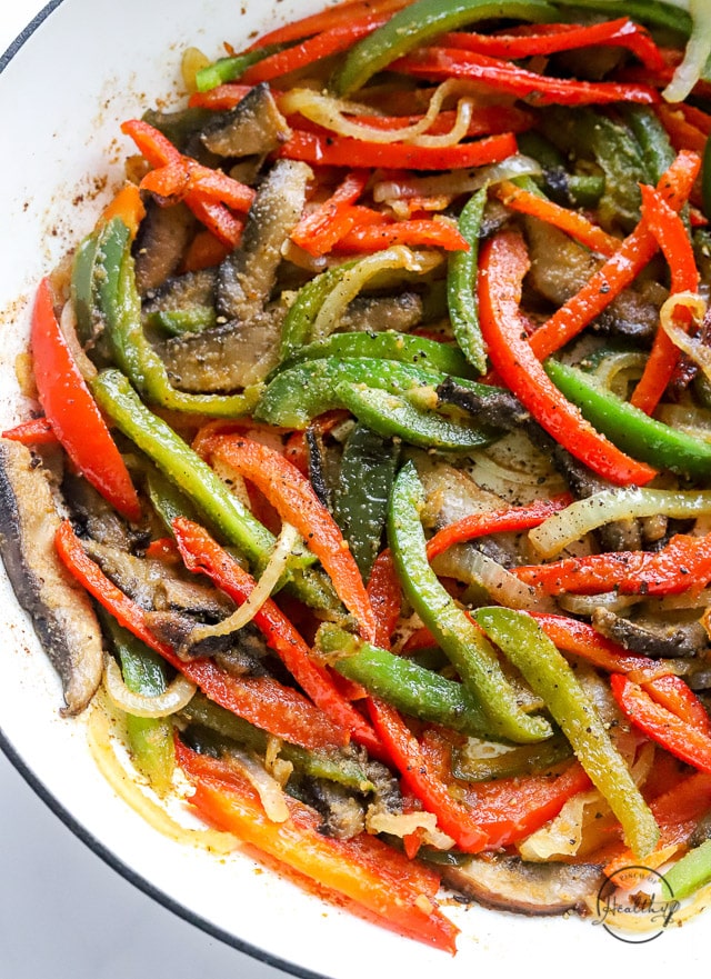 veggies cooking in a pan