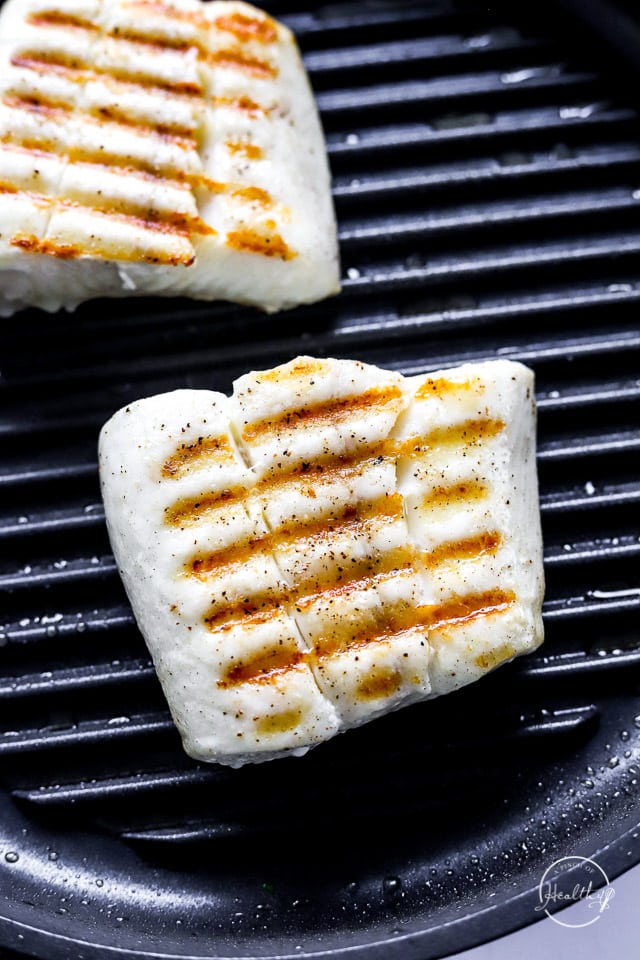 halibut in a grill pan