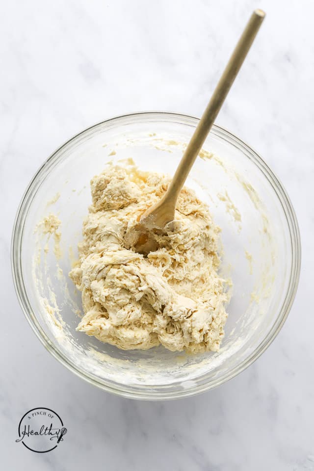 mixed everything bagel dough before kneading