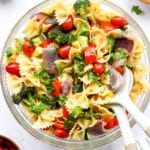 Italian pasta salad in a serving bowl