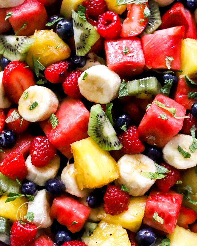 closeup of fruit salad