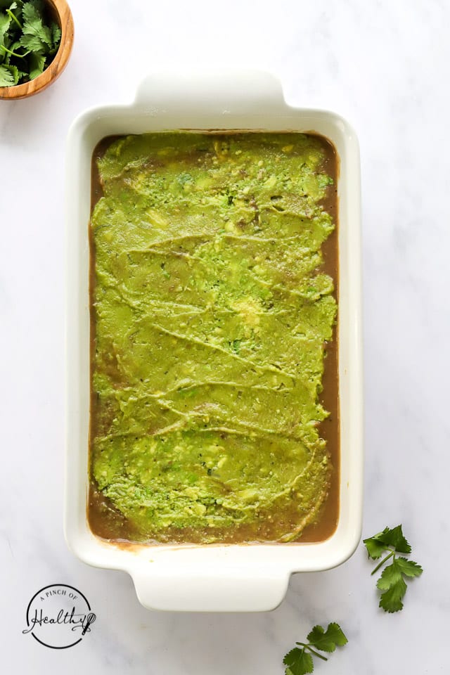 layering guacamole to make 7 layer dip