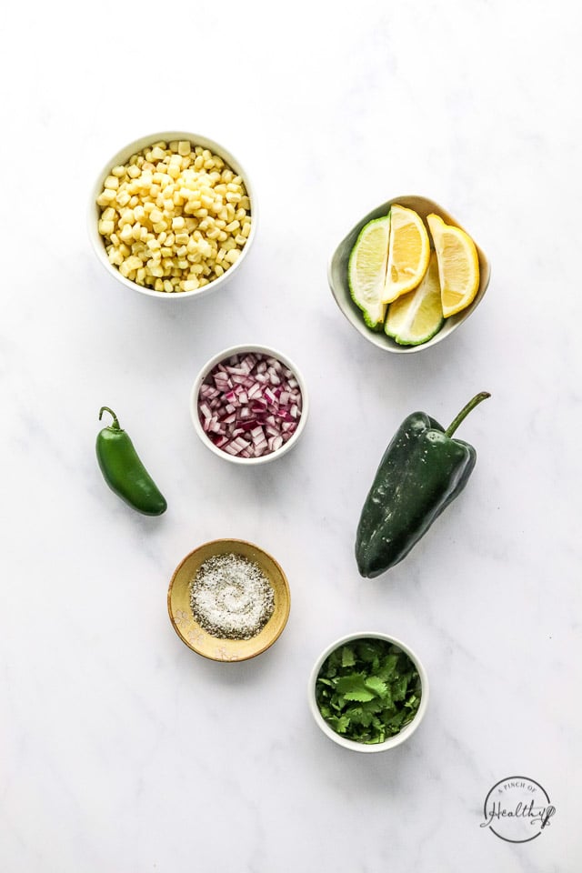 Ingredients on white surface