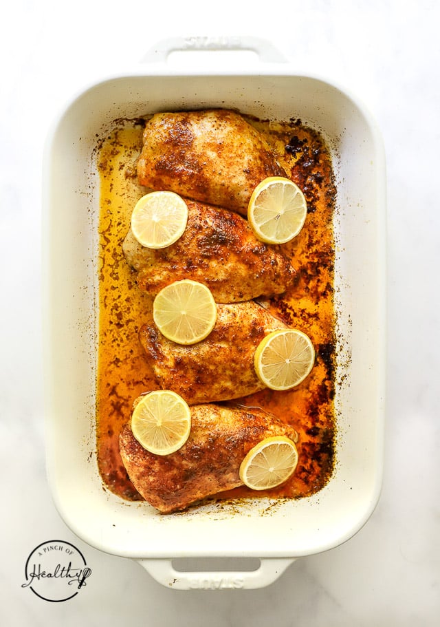 baked chicken breast in a pan