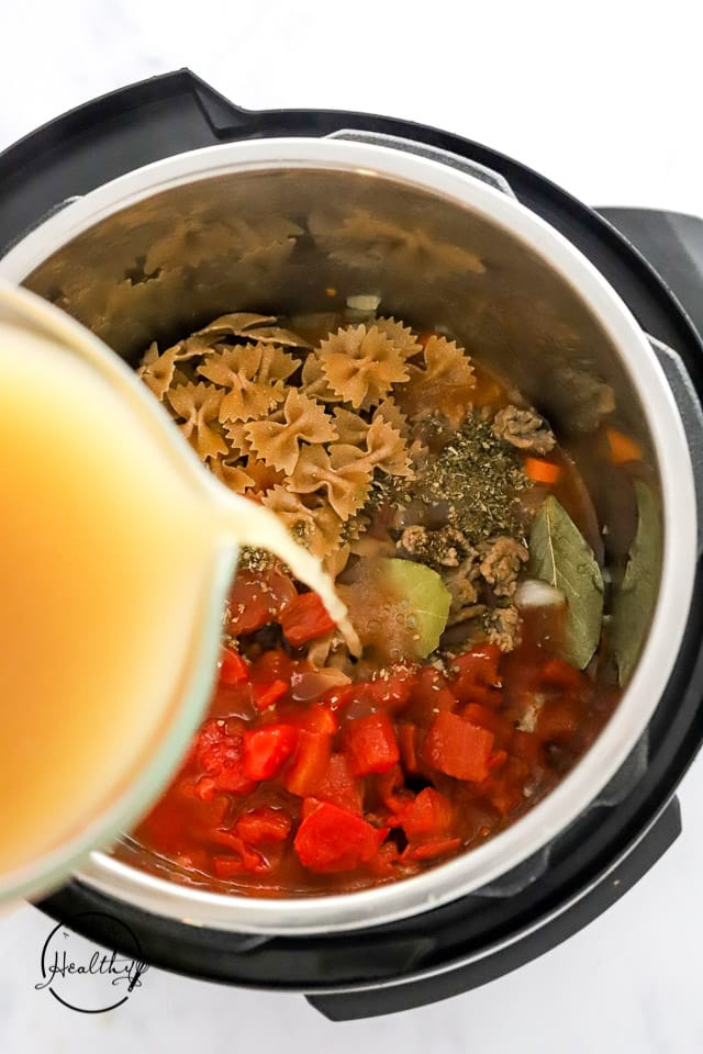 adding chicken stock to Instant pot with other ingredients