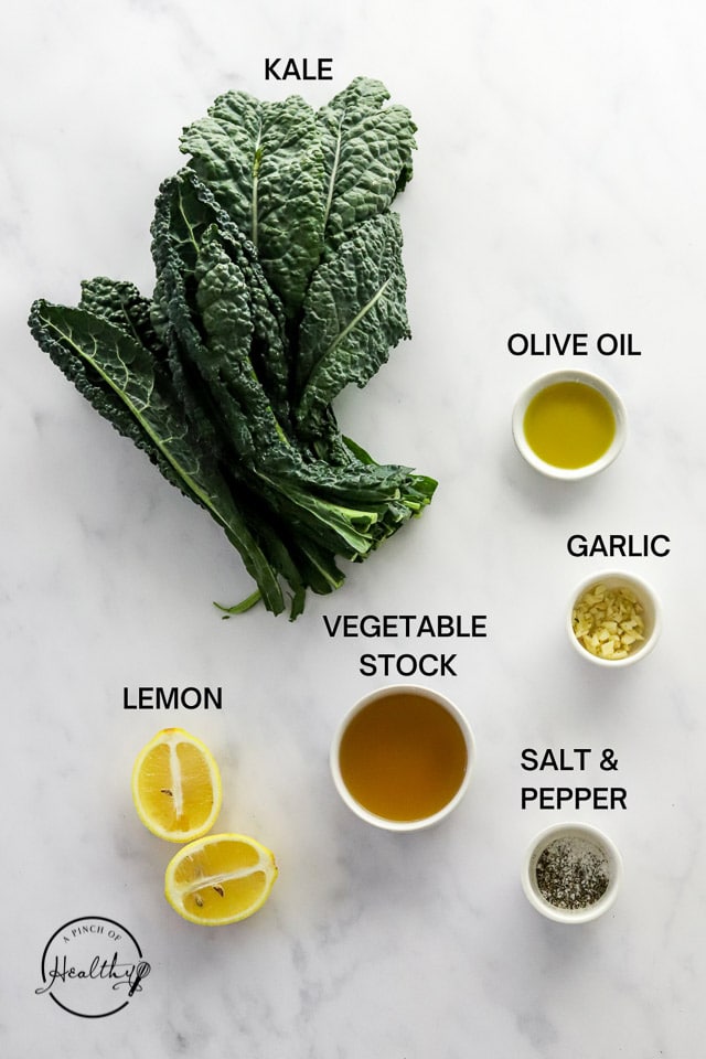 Ingredients with label text on white surface