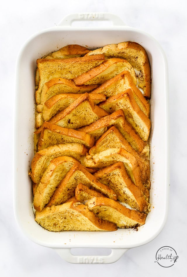 baked French toast in a baking dish