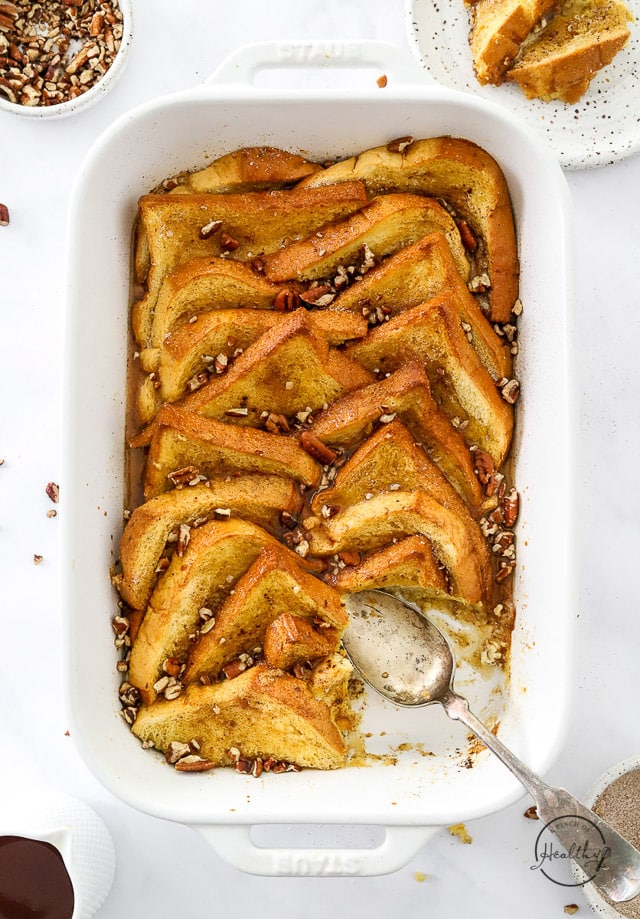 baked French toast in baking dish