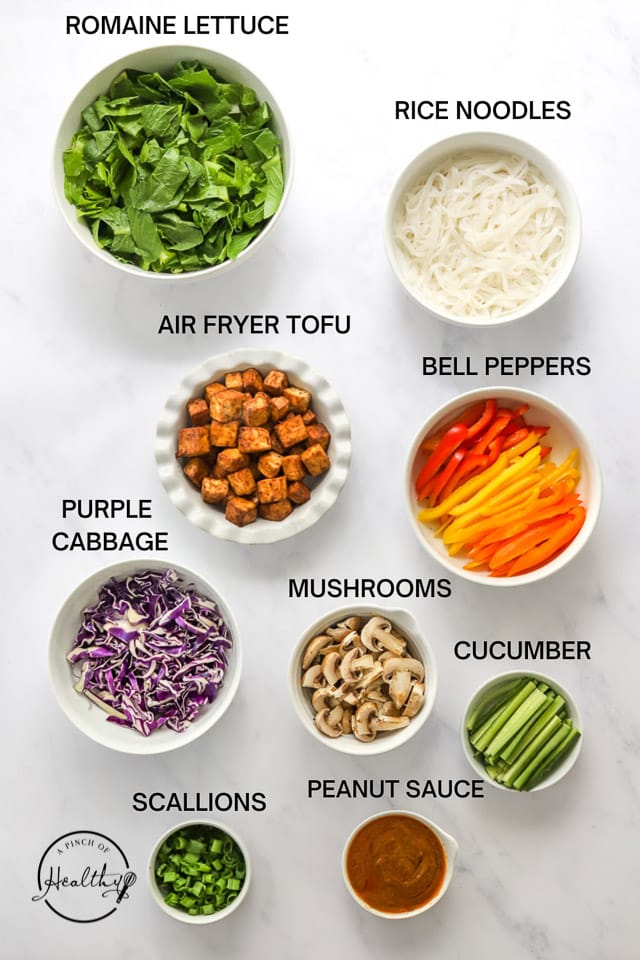 Ingredients with label text on white surface