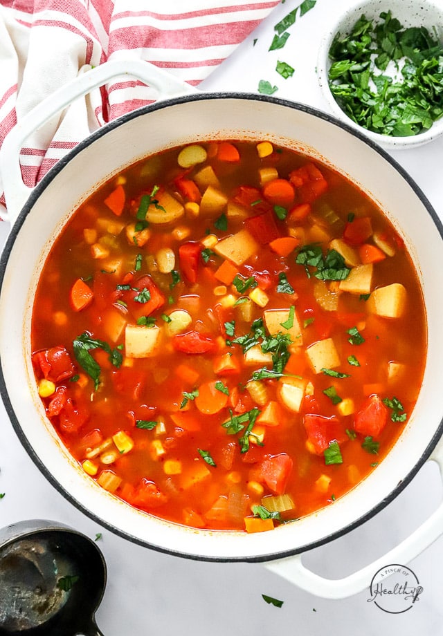 homemade vegetable soup in a pot