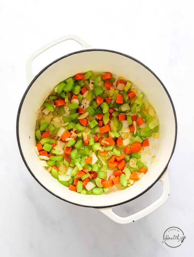veggies cooking in a large pot