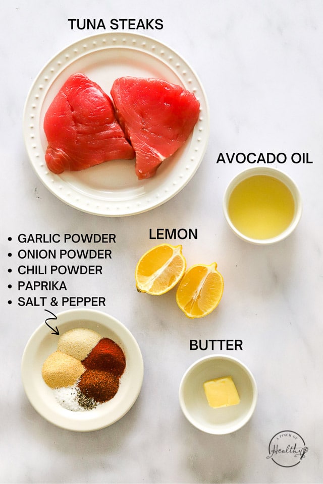Ingredients with label text on white surface