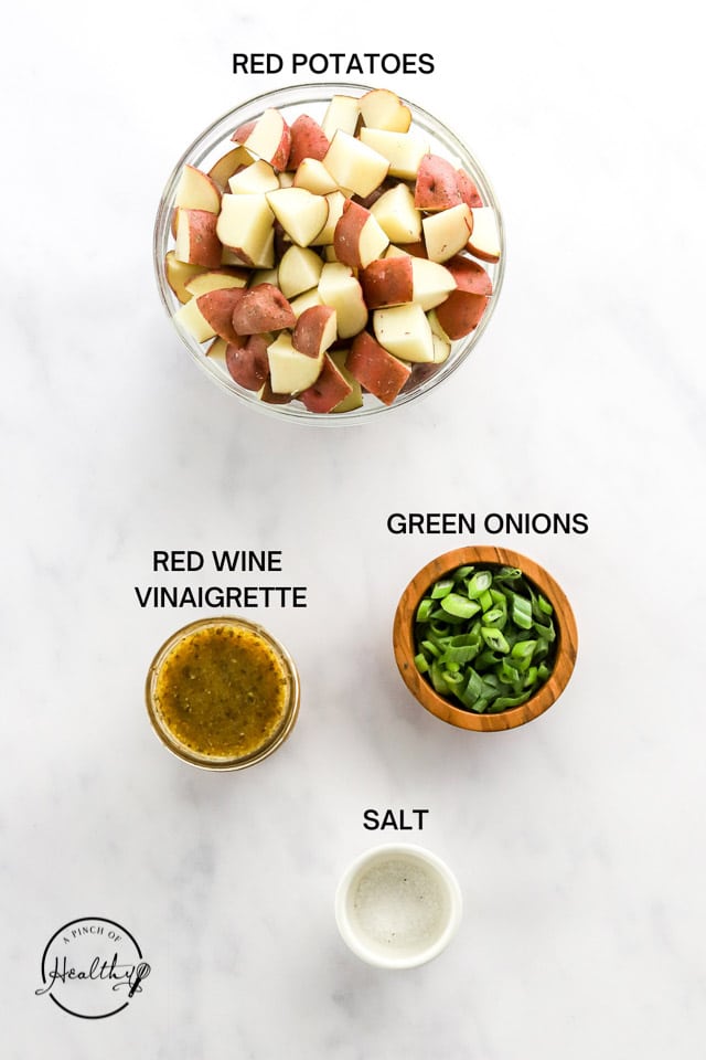 Ingredients with label text on white surface