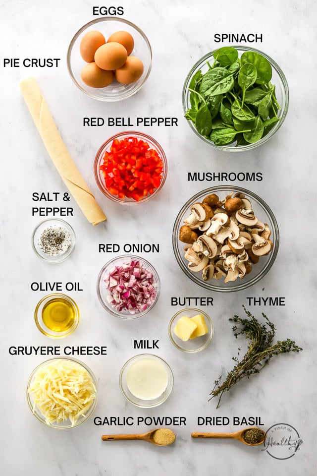 Ingredients with label text on white surface
