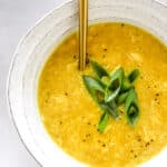 Styled egg drop soup in bowls