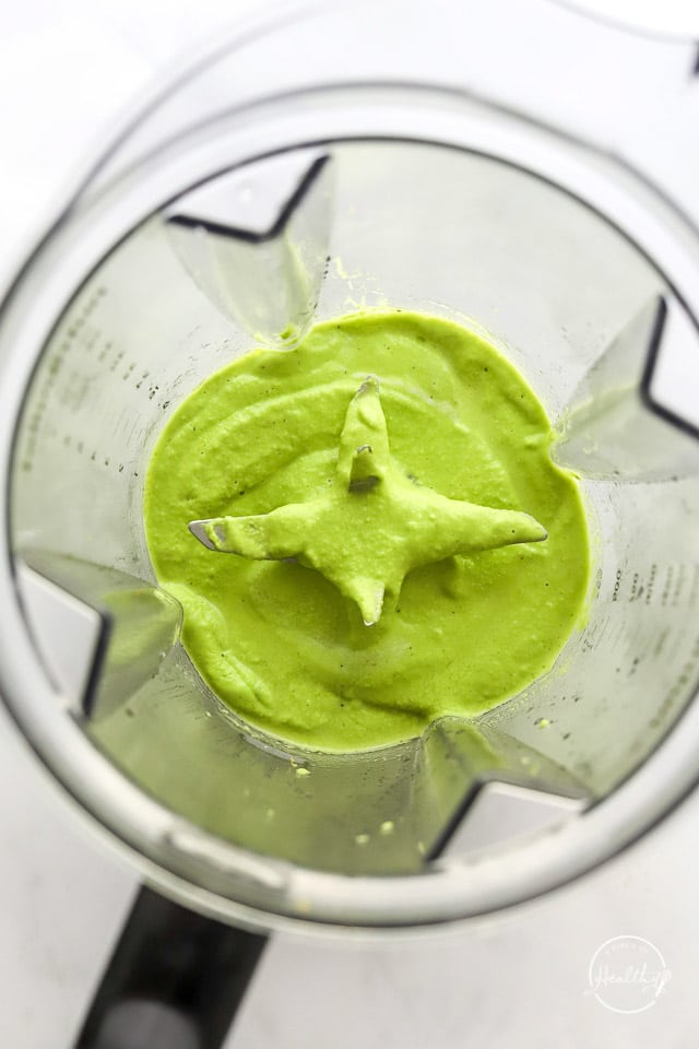 green sauce in a blender