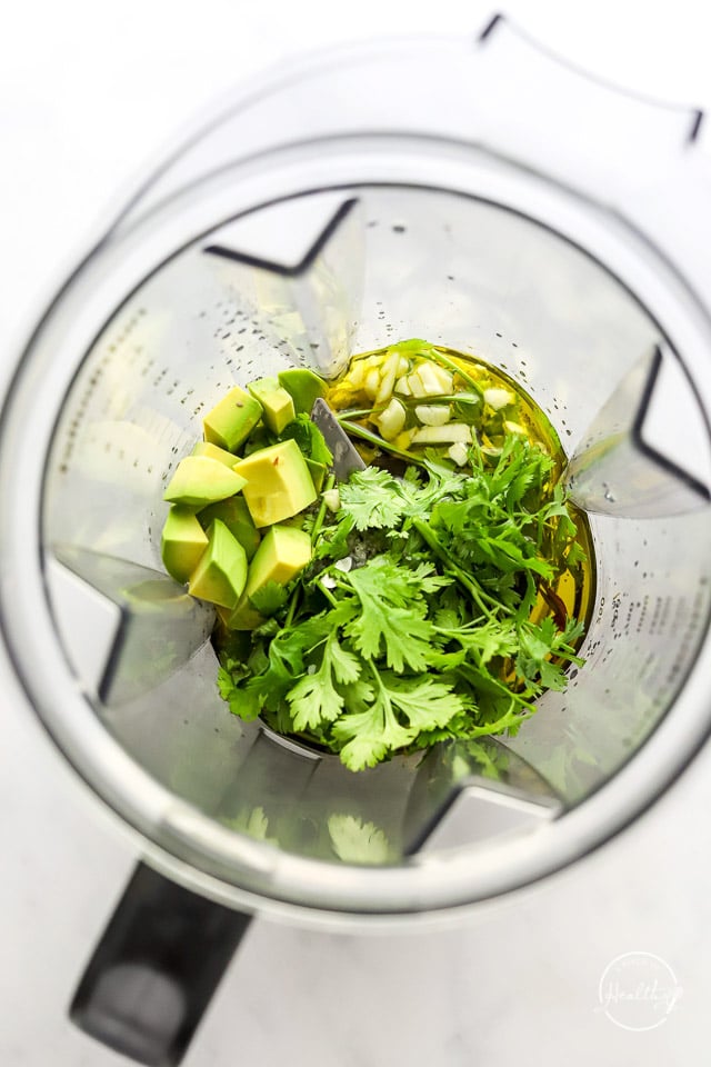 sauce ingredients in a blender before blending