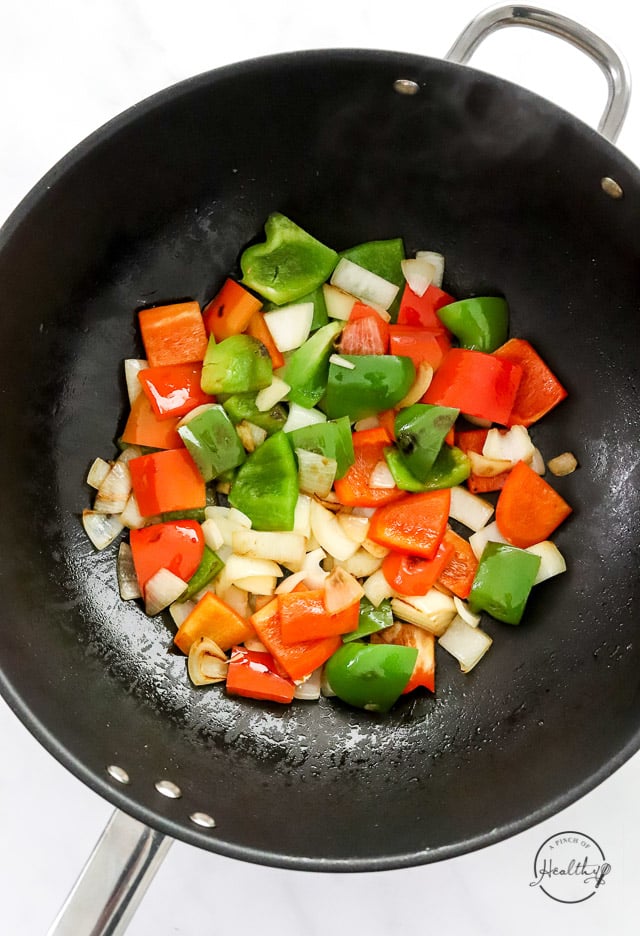 Cooking the veggies in a wok