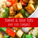 Sweet and Sour Tofu over rice (vegan)