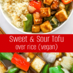 Sweet and Sour Tofu over rice (vegan)
