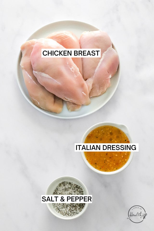Ingredients with label text on white surface