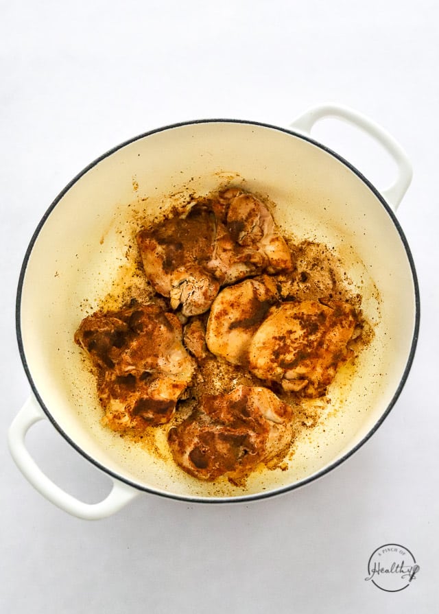 cooking chicken in a pot