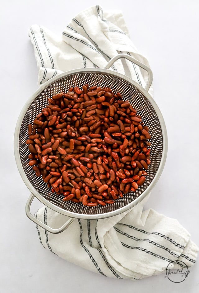 red beans in a strainer