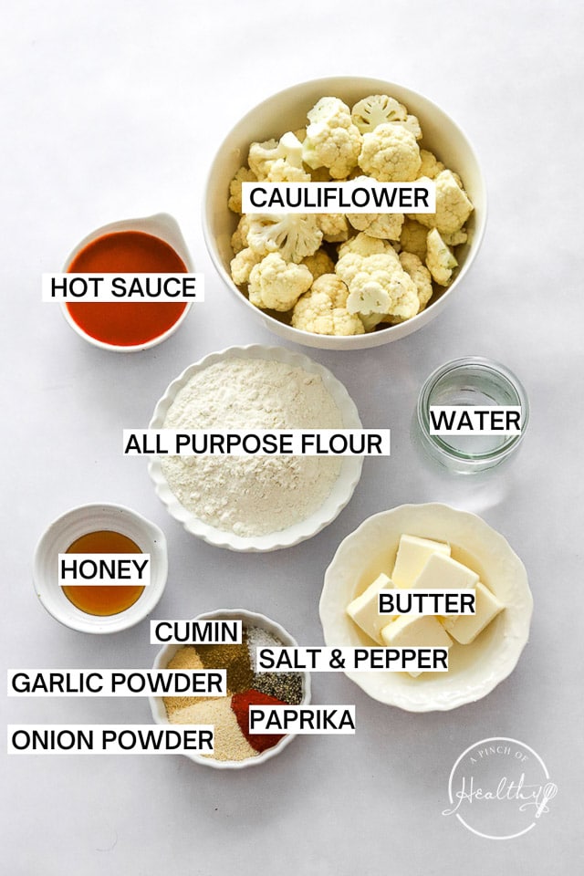 Ingredients with label text on white surface