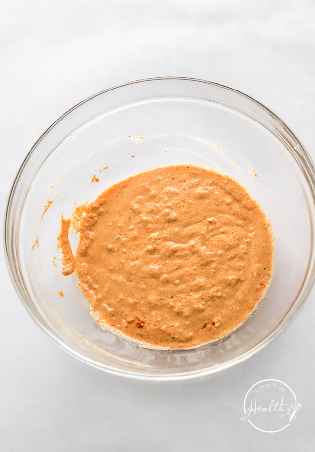 Batter mixed in a glass bowl