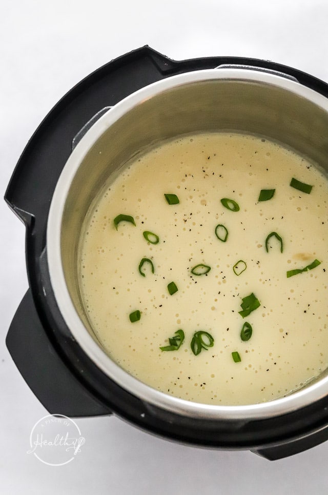 finished Instant Pot potato soup in the Instant Pot