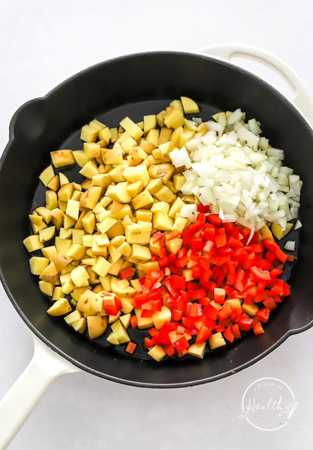 veggies in a cast iron skillet