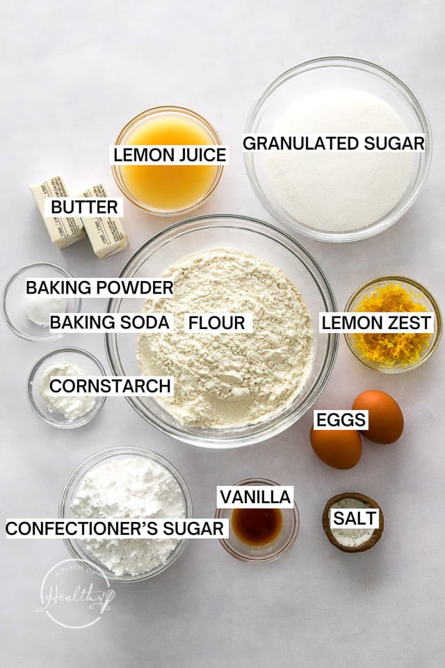 ingredients on white surface with label text