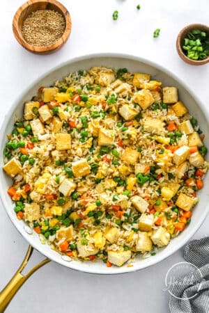 Tofu Fried Rice in a pan