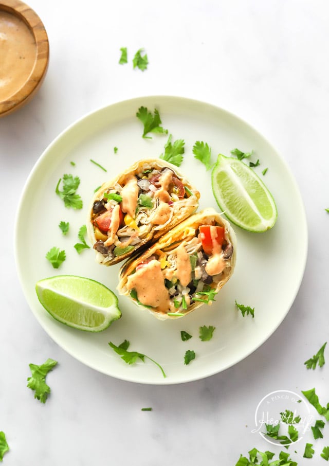 Bean Burritos on a plate overhead