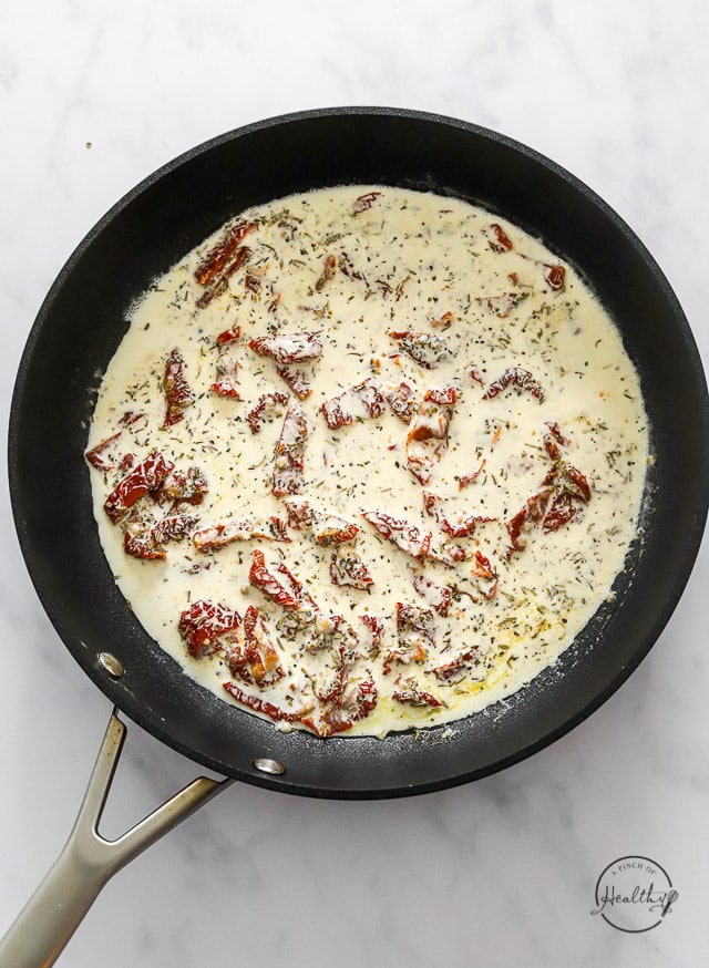 Making homemade sauce in a pan