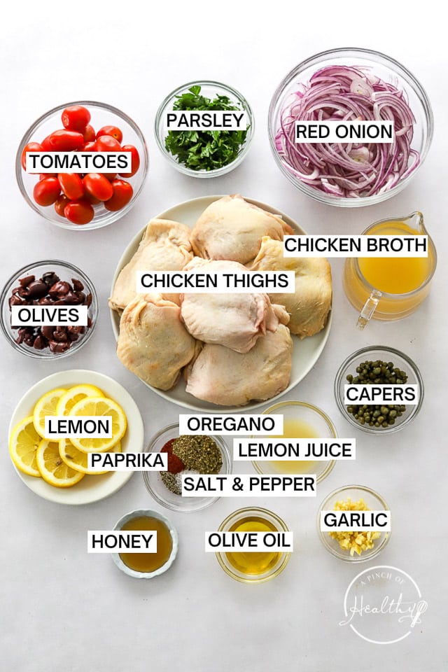 ingredients with label text on white surface