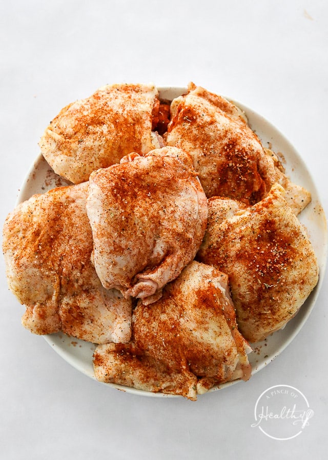 seasoned raw meat on a plate