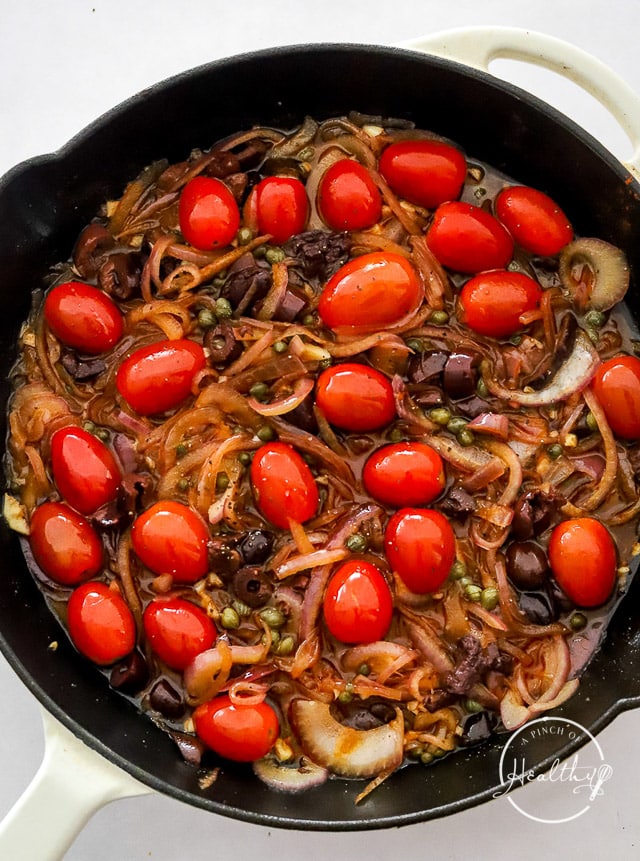 veggies cooking in a pan